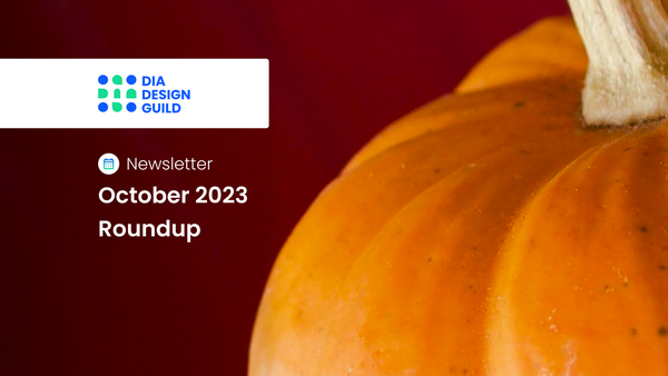 Close-up image of a pumpkin next to text saying "October 2023 Roundup".